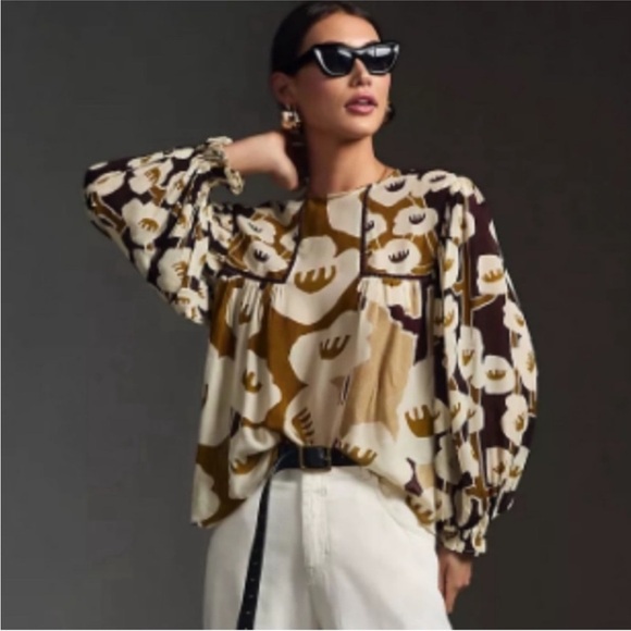 Anthropologie Tops - Anthropologie Bl-nk London Miranda Peasant Top Womens S Balloon Sleeve Retro